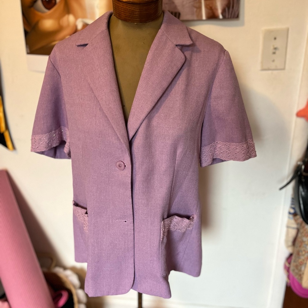 Alfred Dunner Lavender Blazer with Lace Accents